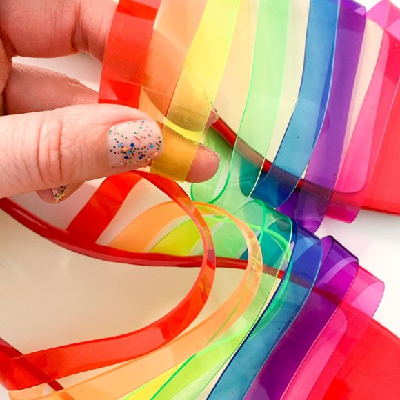 Lovers & Friends Raye Red Rainbow Slide Sandals 5.5 - Picture 7 of 8